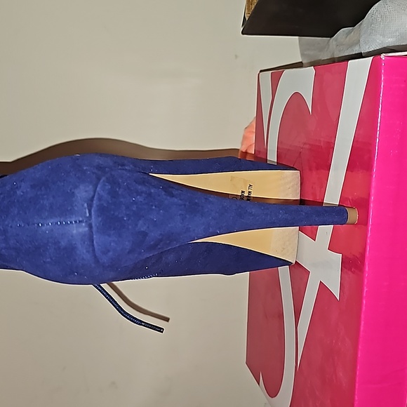 PEEP TOE BOOTS COBALT BLUE - Picture 3 of 4